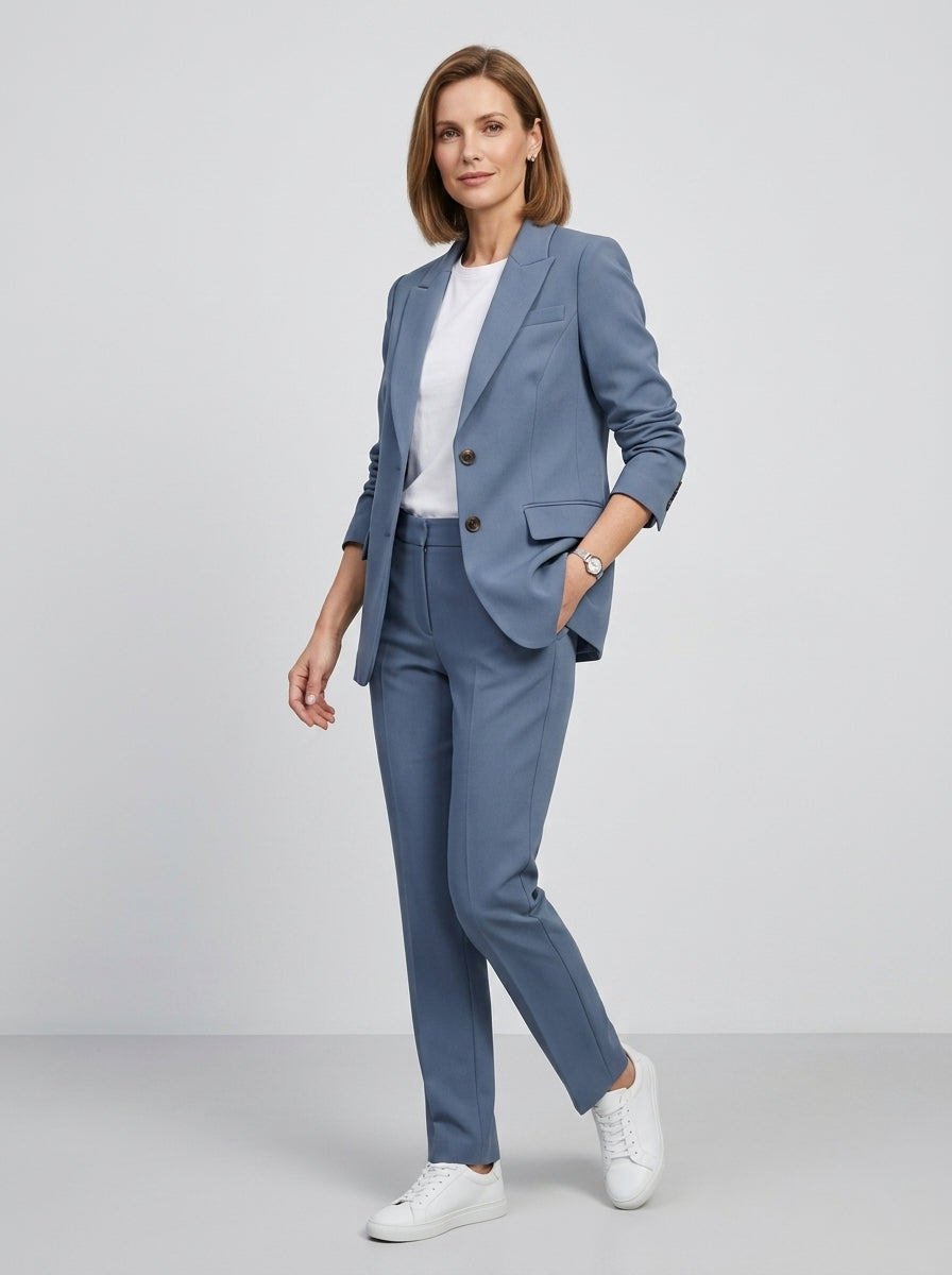Faelith | Dames Blazer & Broek Set, 2-Delig Pak met Reverskraag en Rechte Pijpen