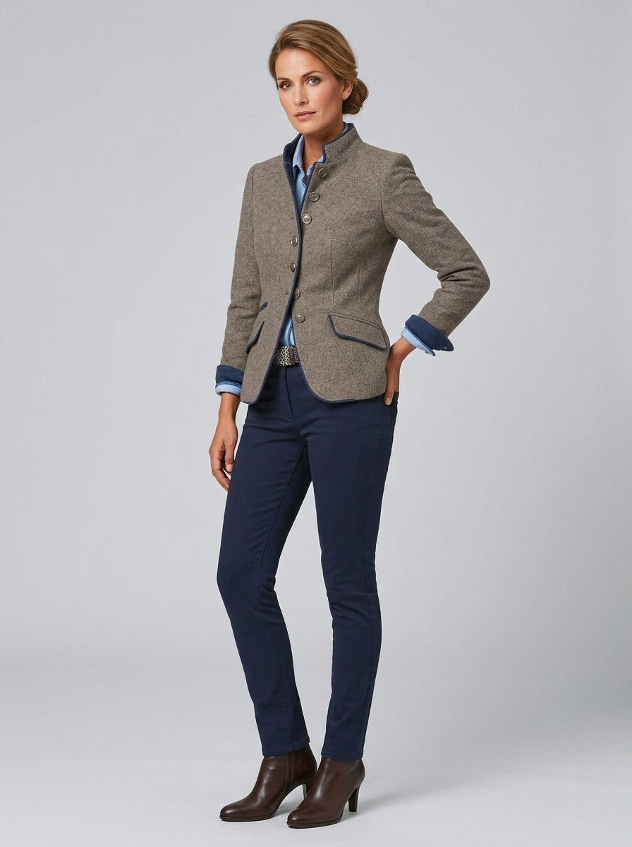 Maelle | Elegante damesvest – Hoge opstaande kraag, knoopsluiting aan de voorkant & gestructureerde comfortabele pasvorm