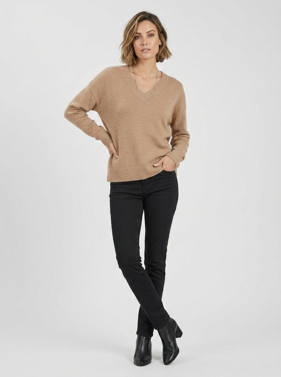 Mirelia | Dames V-Hals Trui – Gebreide Pullover met Lange Mouwen