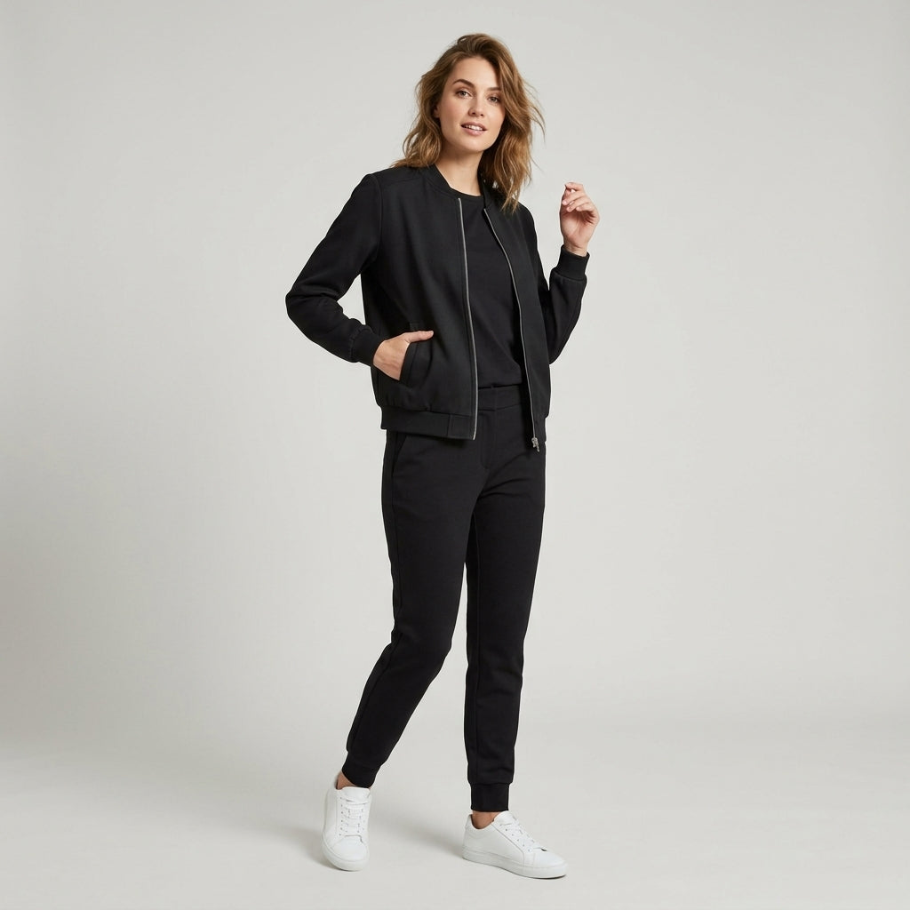 Iseult | Dames Bomberjack – Jas met Ritssluiting en Geribde Manchetten & Zoom