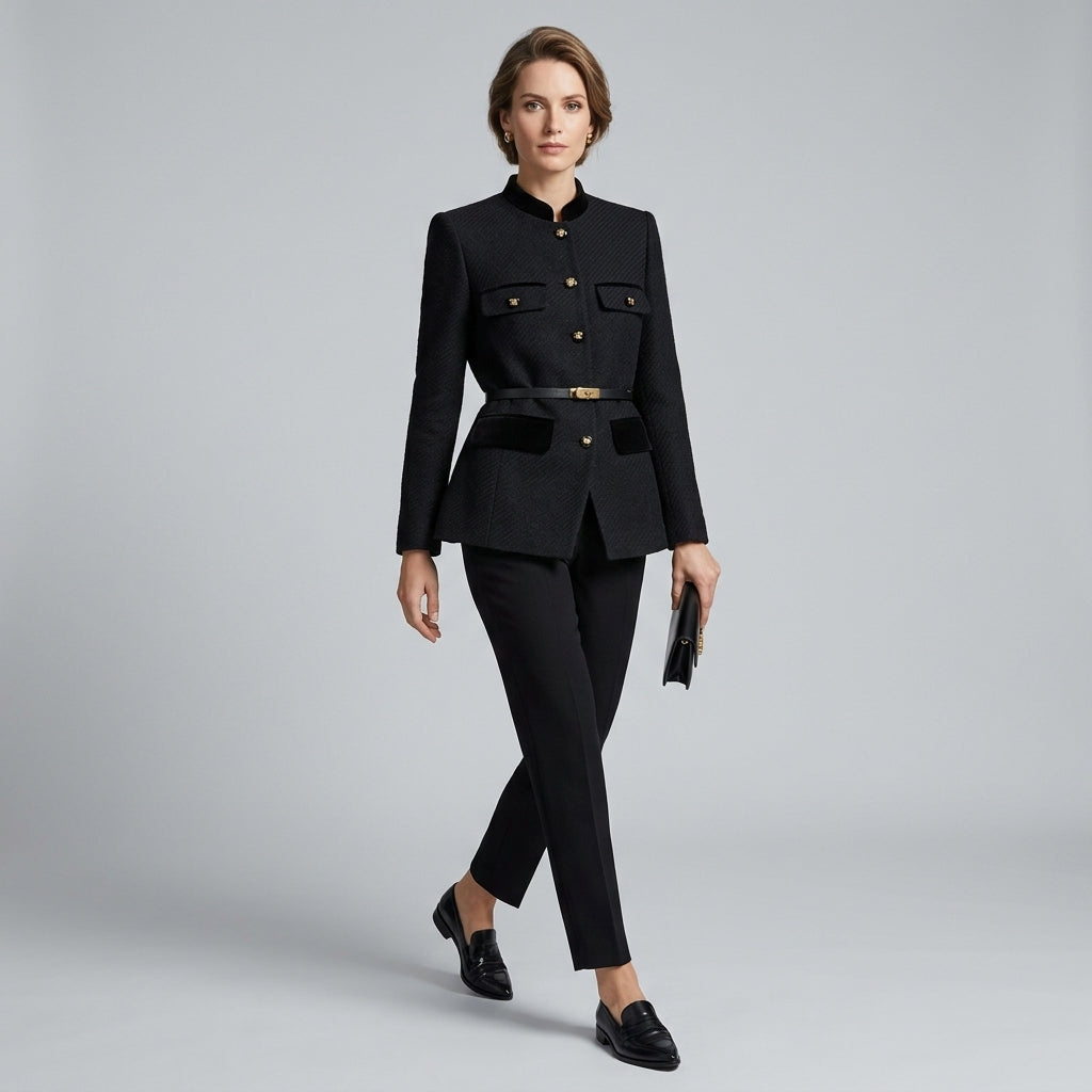 Romelia | Damesblazer met riem – Knoopsluiting aan de voorkant, getailleerd