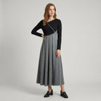 Virellia | Tweekleurige midijurk voor dames – lange mouwen