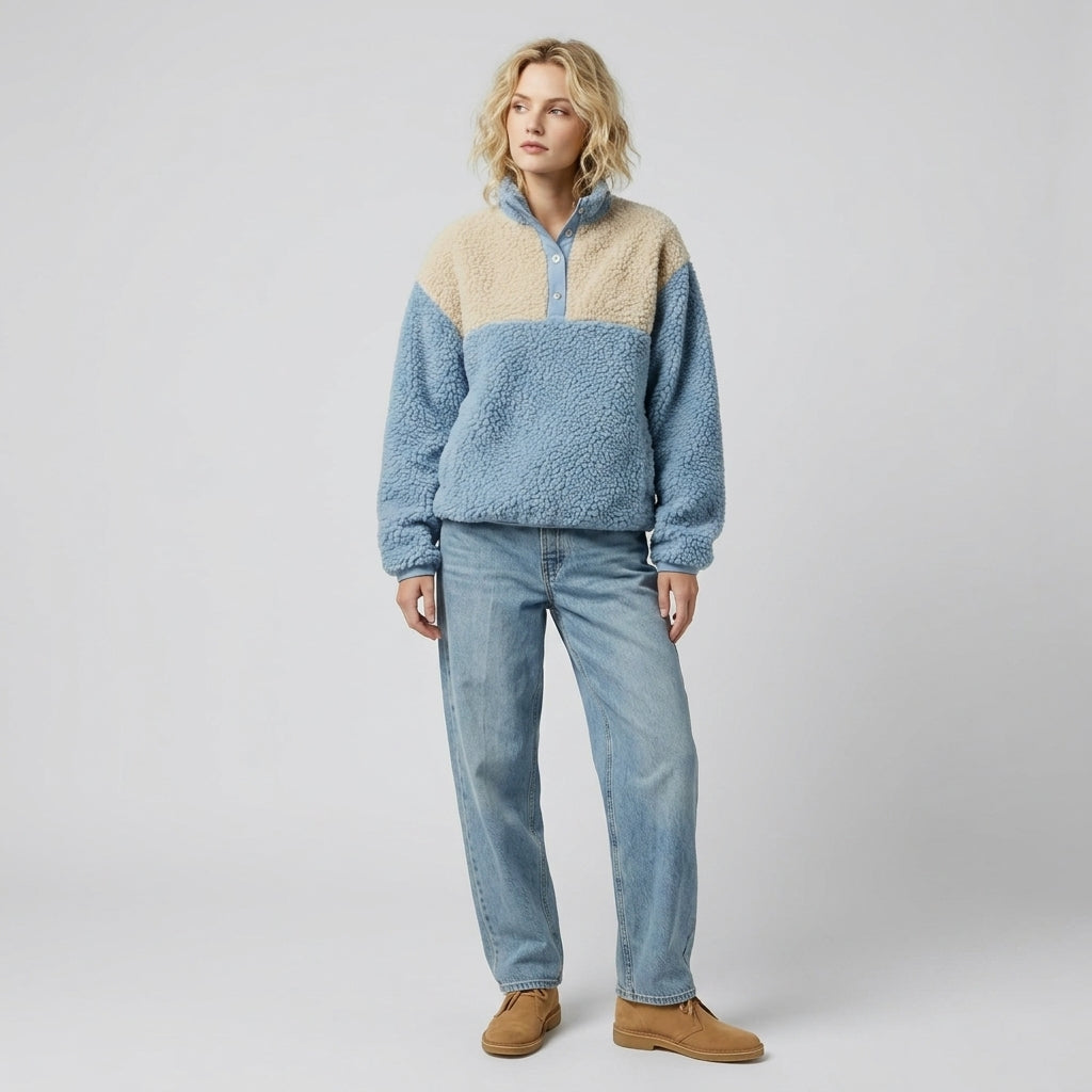 Zelyssa | Pluche sweatshirt voor dames – Color-block-ontwerp