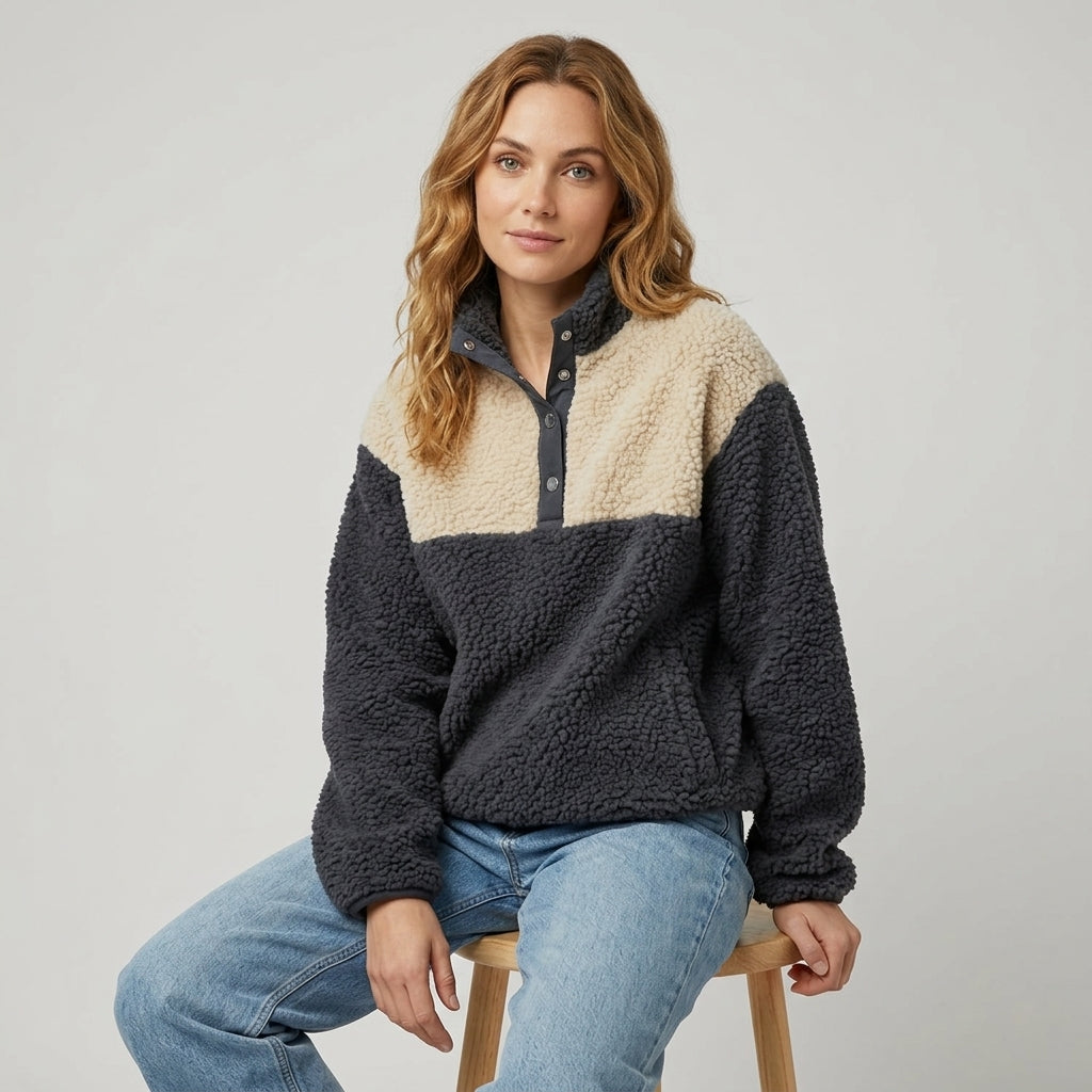 Zelyssa | Pluche sweatshirt voor dames – Color-block-ontwerp