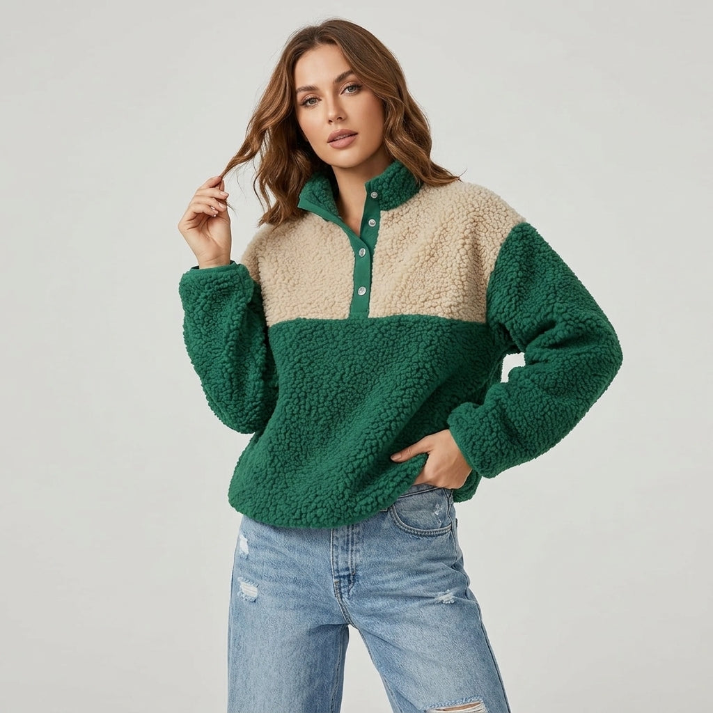 Zelyssa | Pluche sweatshirt voor dames – Color-block-ontwerp