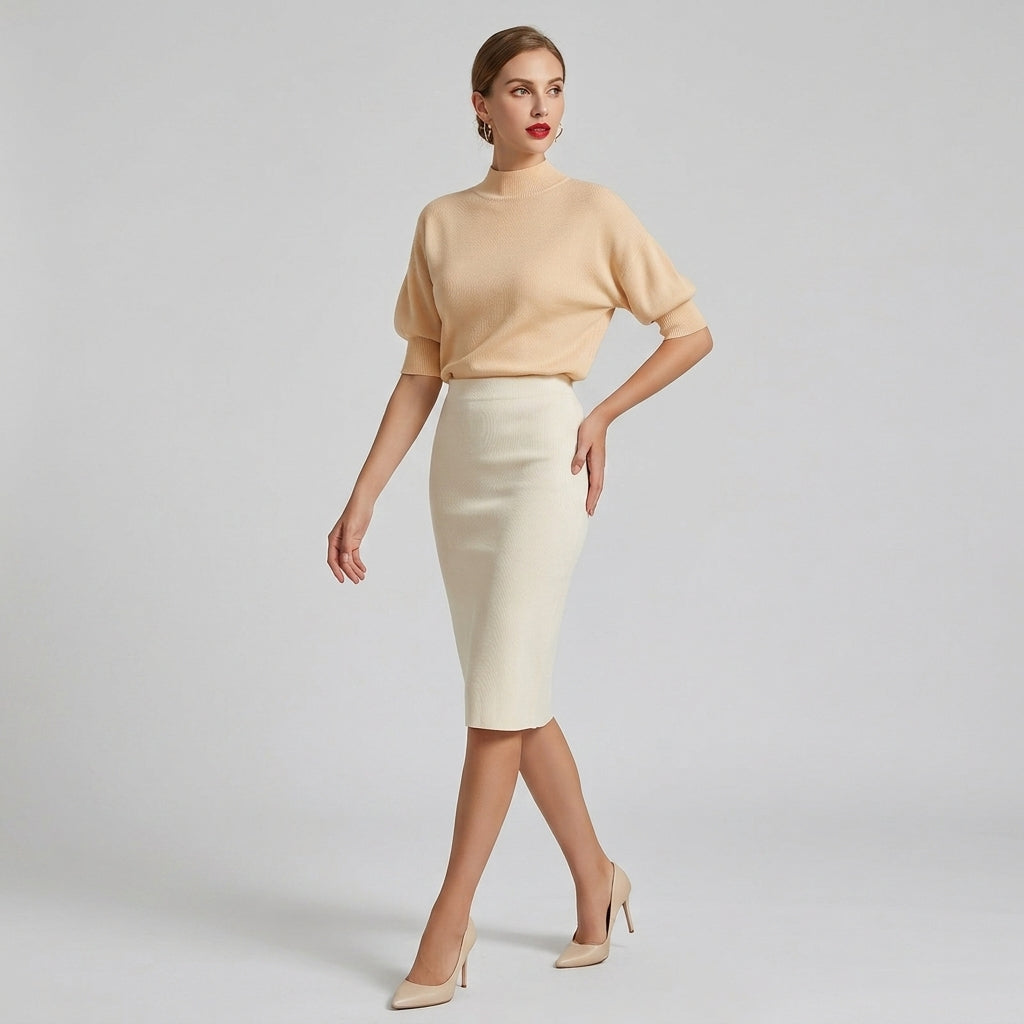 Fioravina | Dames-top met structuur – effen kleur, mouwen met getailleerde manchetten