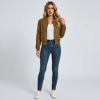 Zarelle | Damesjas met suède-look – effen kleur, lange mouwen