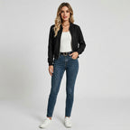 Zarelle | Damesjas met suède-look – effen kleur, lange mouwen