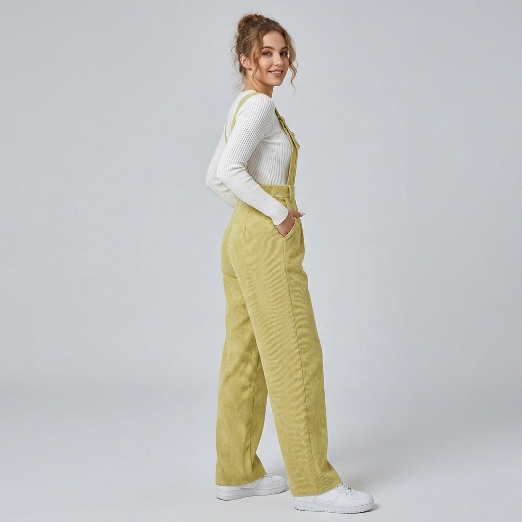 Avenora | Corduroy jumpsuit voor dames – Brede schouderbanden