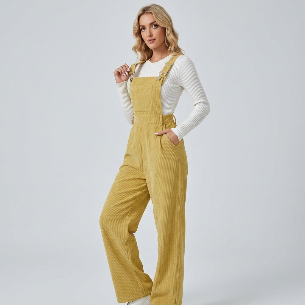 Avenora | Corduroy jumpsuit voor dames – Brede schouderbanden