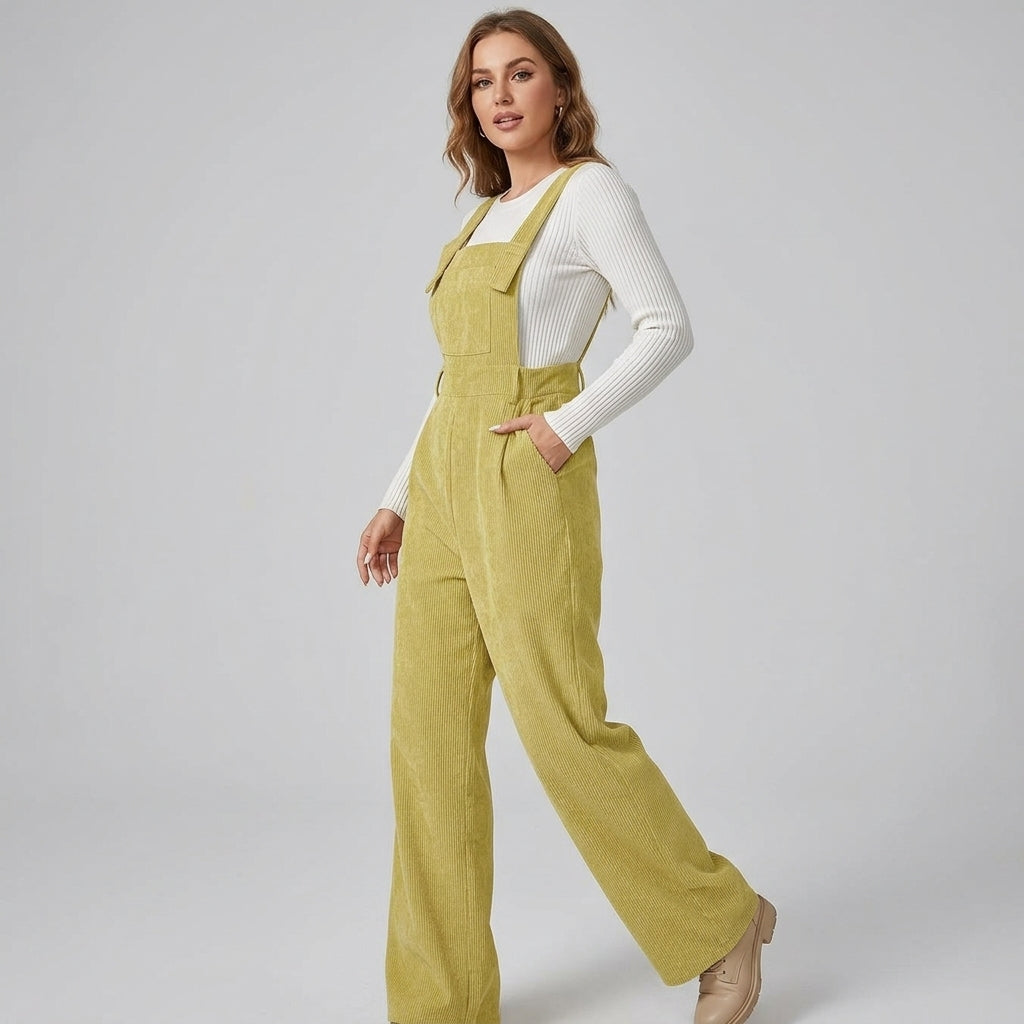 Avenora | Corduroy jumpsuit voor dames – Brede schouderbanden