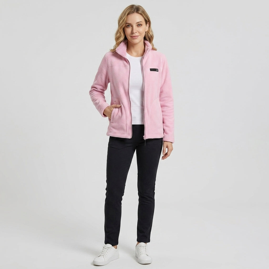 Valerissa | Omkeerbaar damesjack – ruig fleece, bedrukt ontwerp