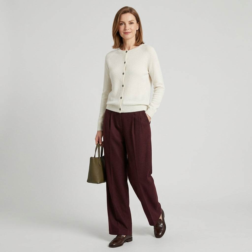 Avessia | Damestrui in Wol-Look – V-Hals, Knoopsluiting & Comfortabele Pasvorm
