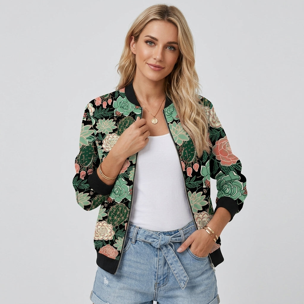Maorian | Dames Bomberjack met Bloemenprint – Ritssluiting & Casual Look