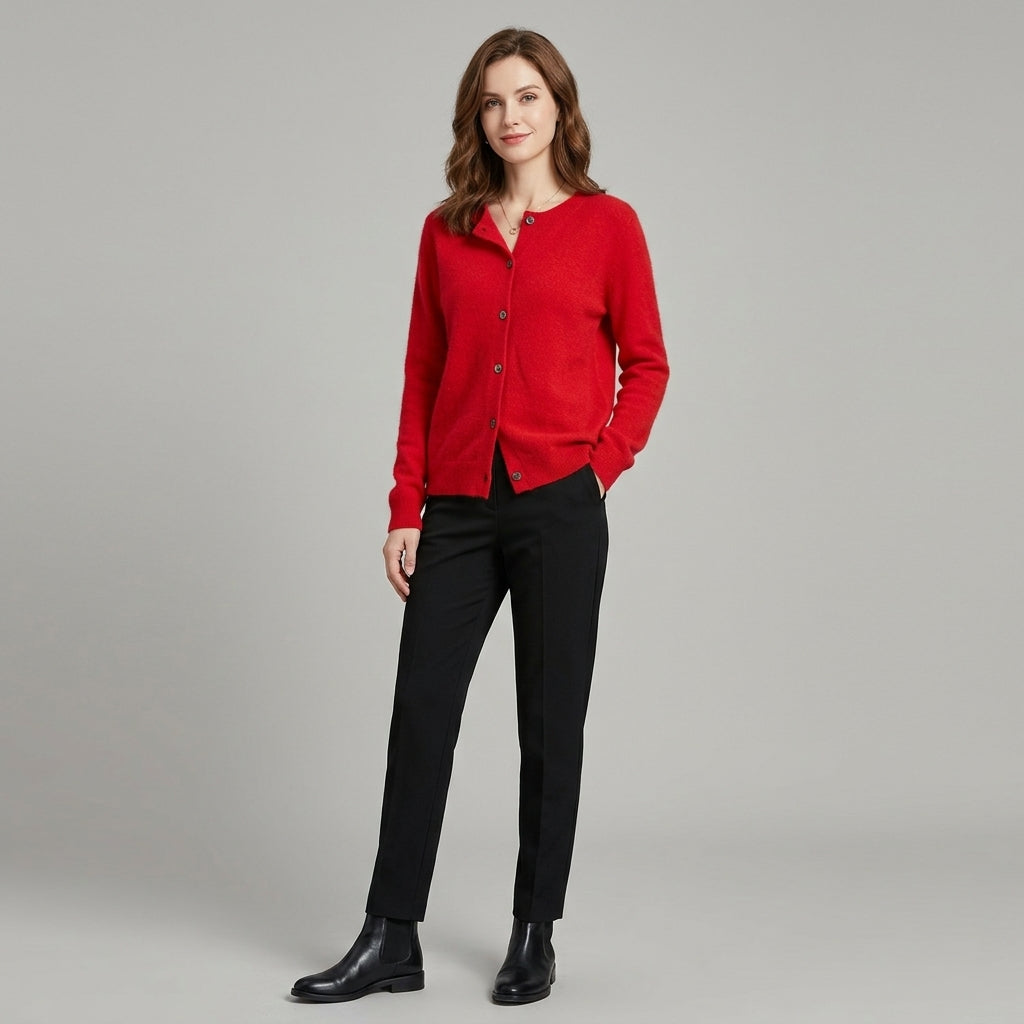 Avessia | Damestrui in Wol-Look – V-Hals, Knoopsluiting & Comfortabele Pasvorm