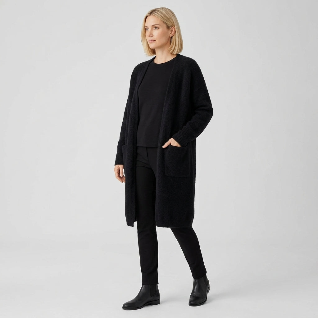 Rosavina | Lange Dames Cardigan van Cashmere – Open Voorkant