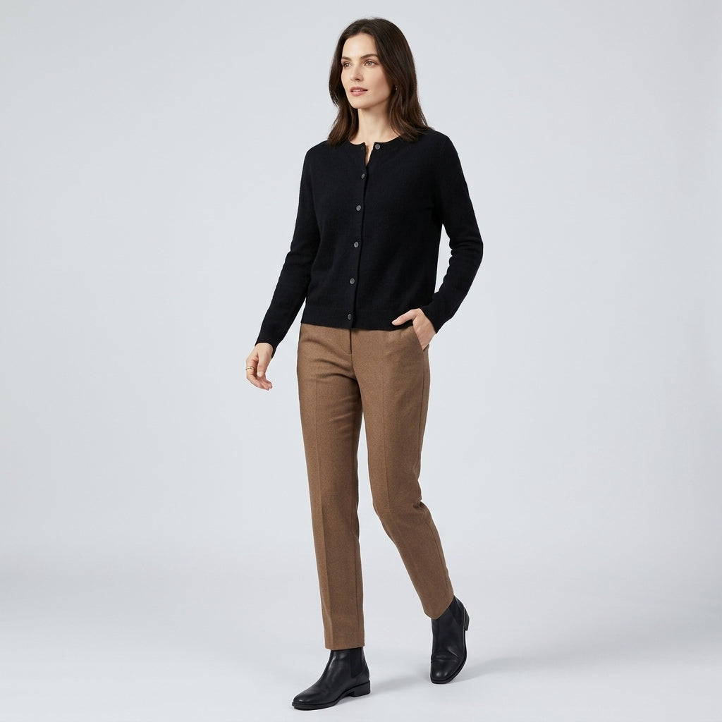 Avessia | Damestrui in Wol-Look – V-Hals, Knoopsluiting & Comfortabele Pasvorm