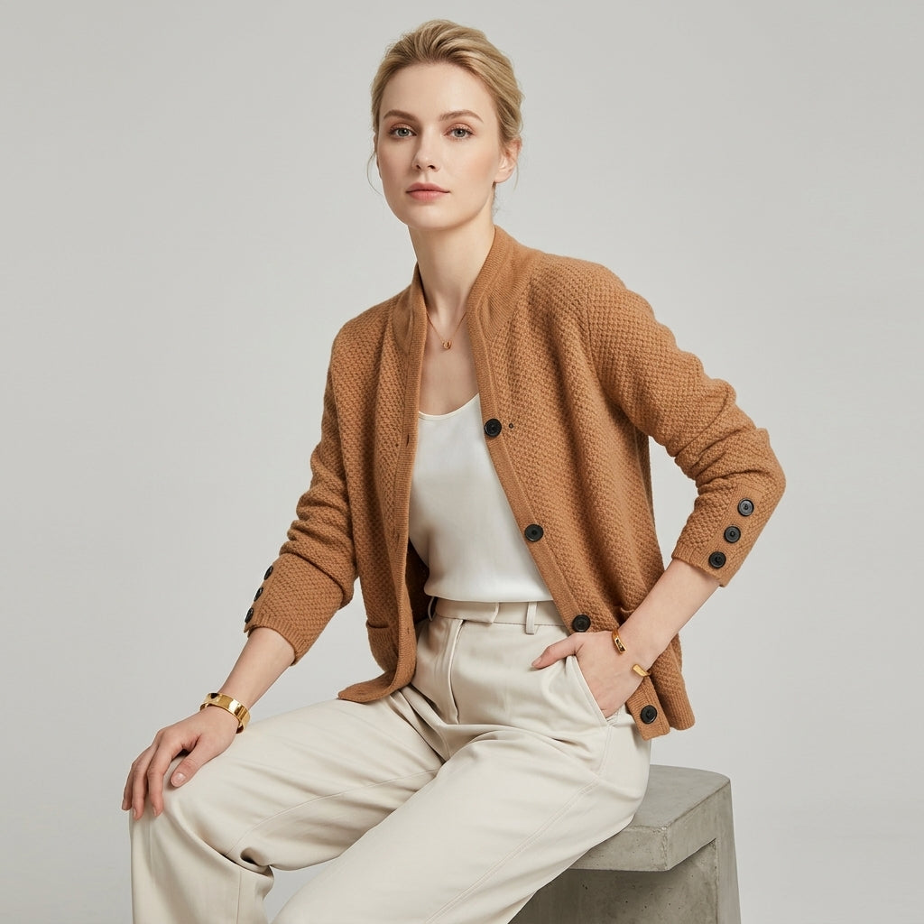 Annelore | Damesvest van Cashmere – Luxe Cardigan met Knoopsluiting