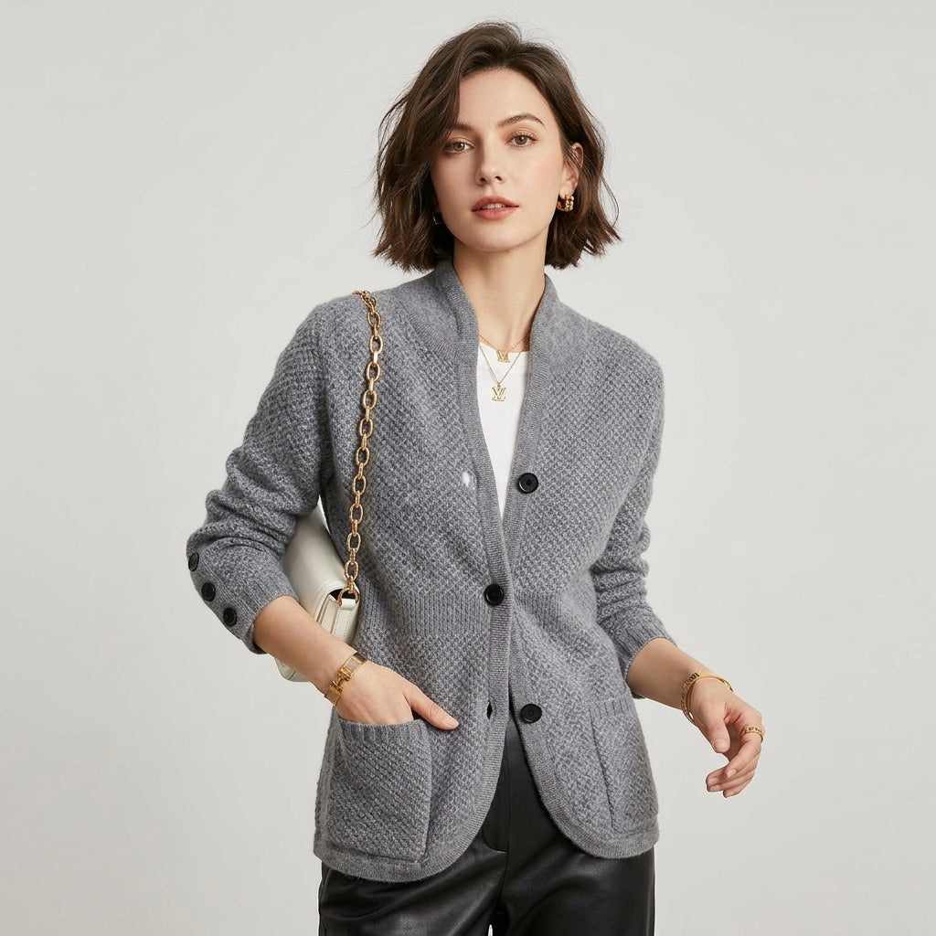Annelore | Damesvest van Cashmere – Luxe Cardigan met Knoopsluiting