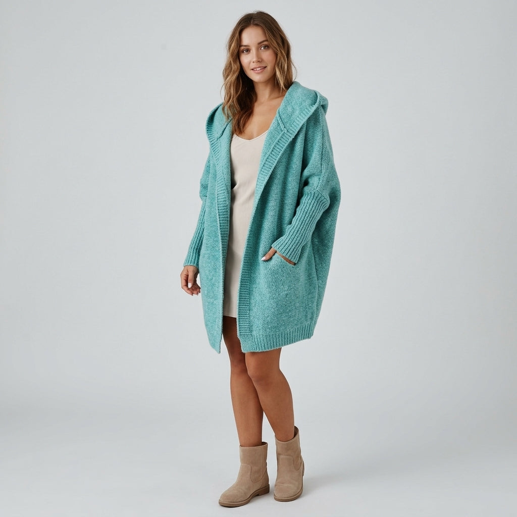 Vaerelle | Oversized damesvest met capuchon – knielengte