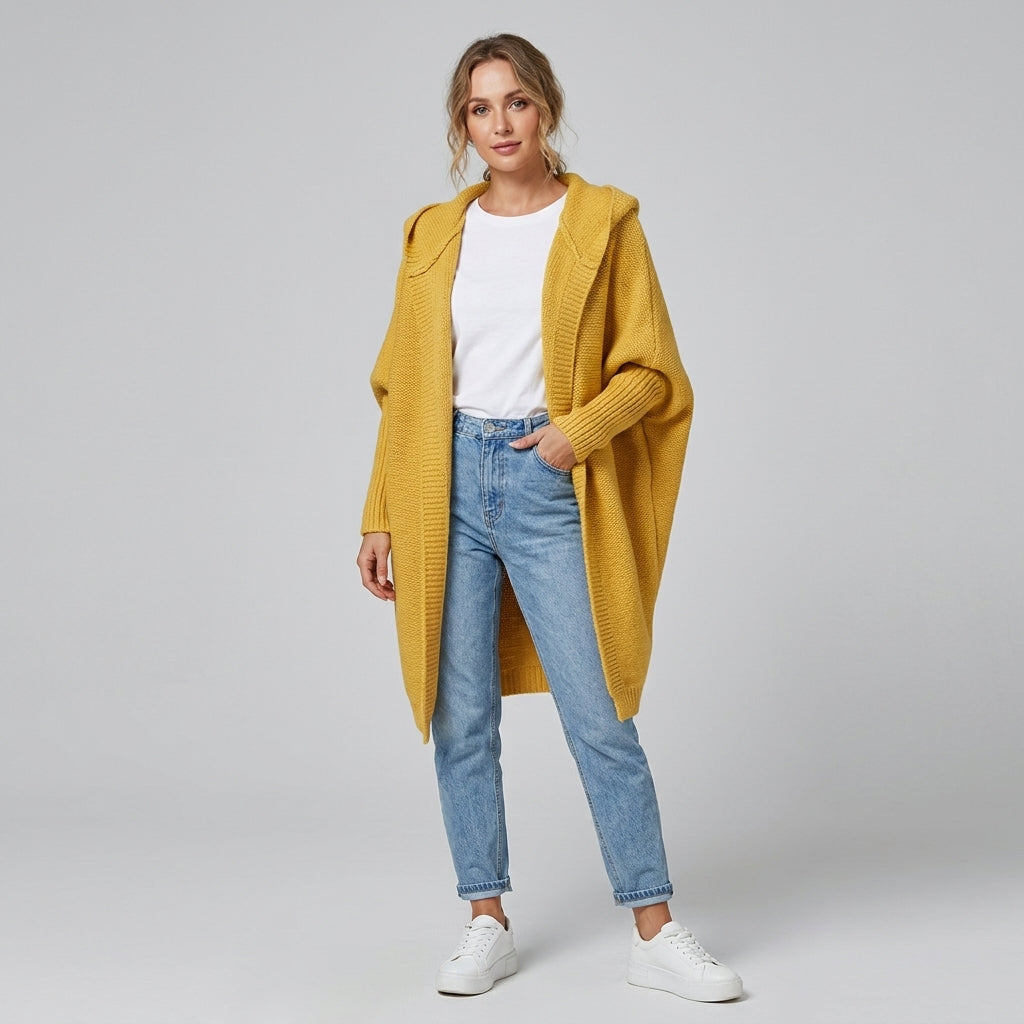 Vaerelle | Oversized damesvest met capuchon – knielengte