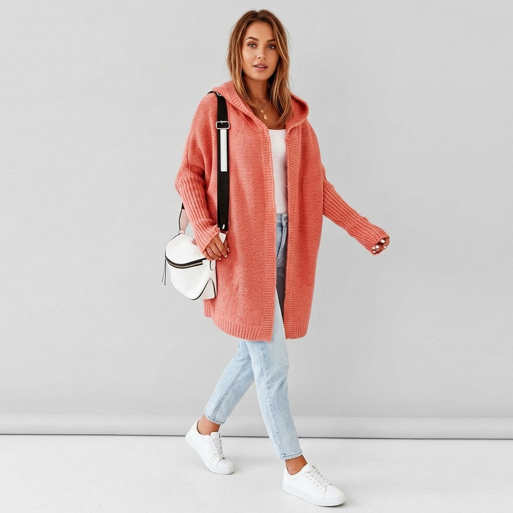 Vaerelle | Oversized damesvest met capuchon – knielengte