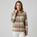 Theryssa | Pastelkleurig geruit gebreid vest voor dames – Zachte trui met ruitjespatroon