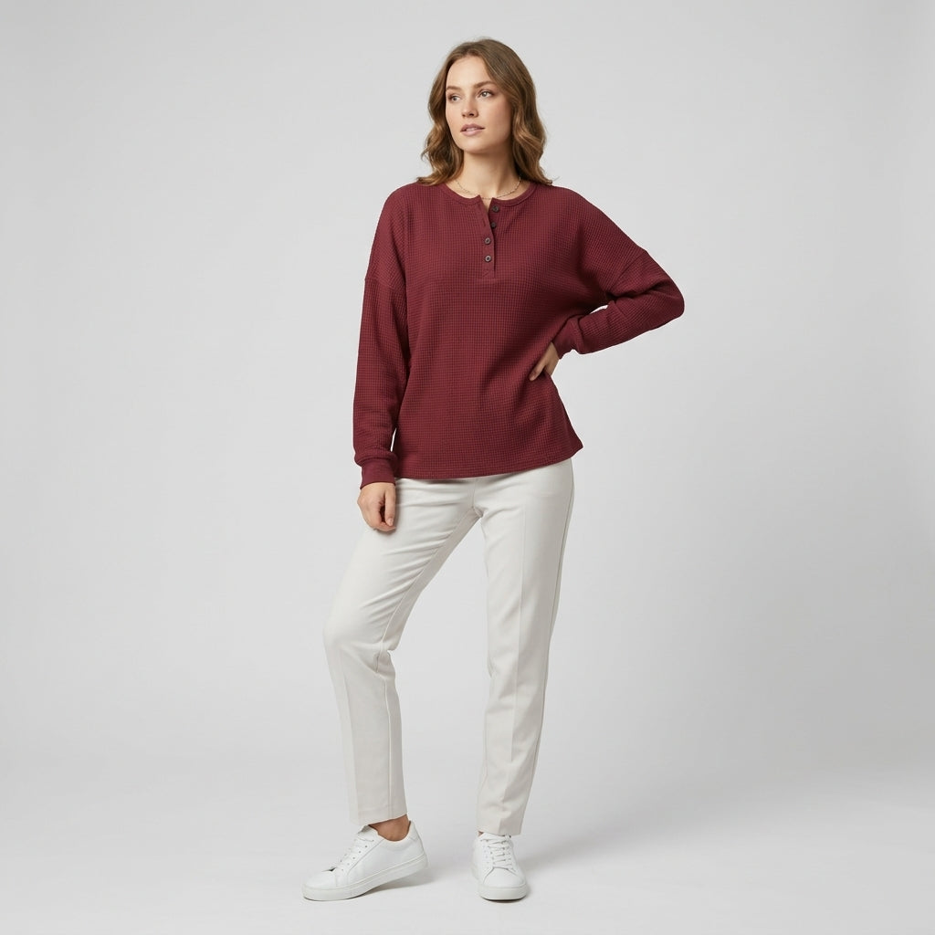 Avenyra | Relaxed damesoverhemd met lange mouwen – Casual top van katoenmix