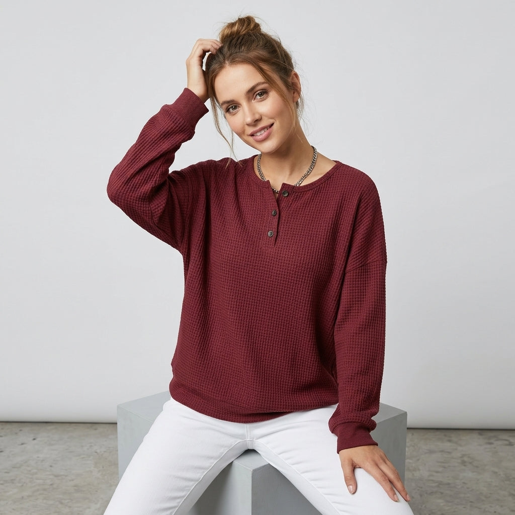 Avenyra | Relaxed damesoverhemd met lange mouwen – Casual top van katoenmix