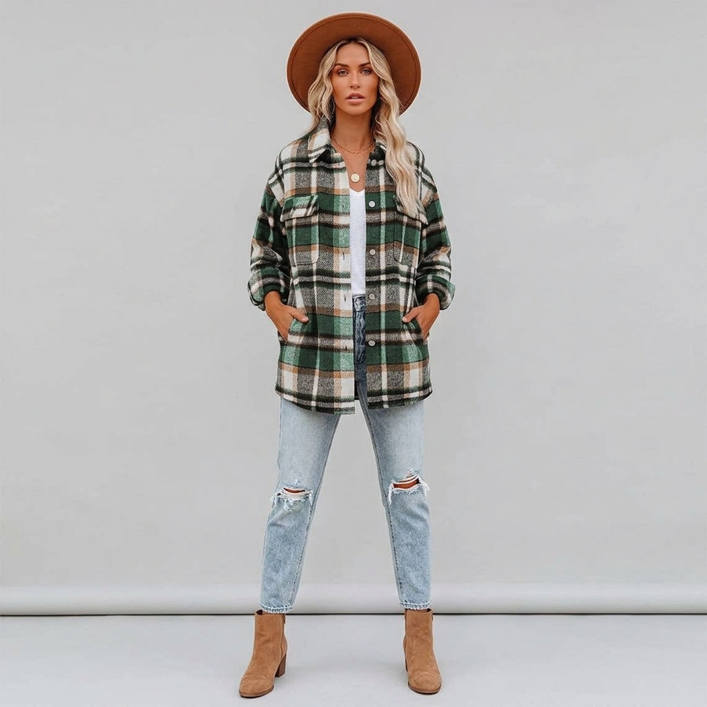 Caelora | Dames Geruite Houthakkersjas – Geruit Overshirt met Knopen