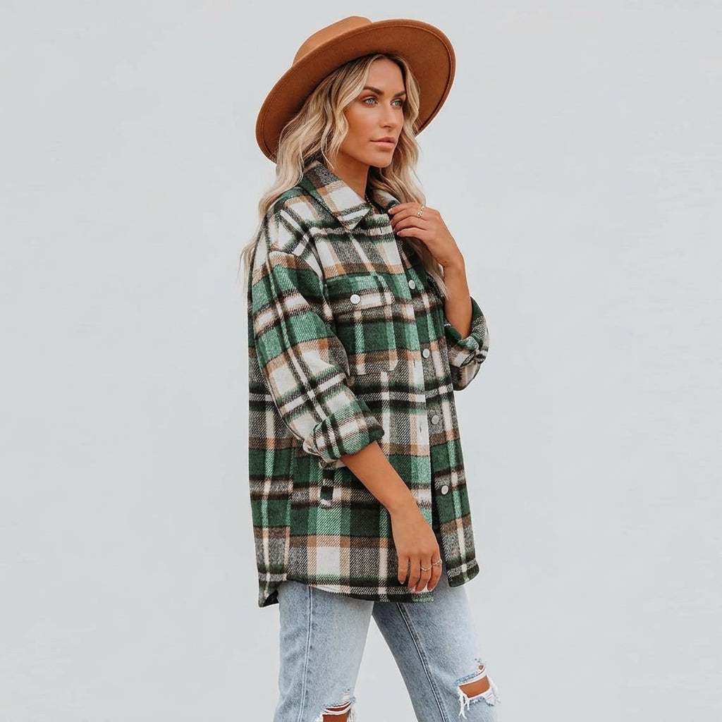 Caelora | Dames Geruite Houthakkersjas – Geruit Overshirt met Knopen