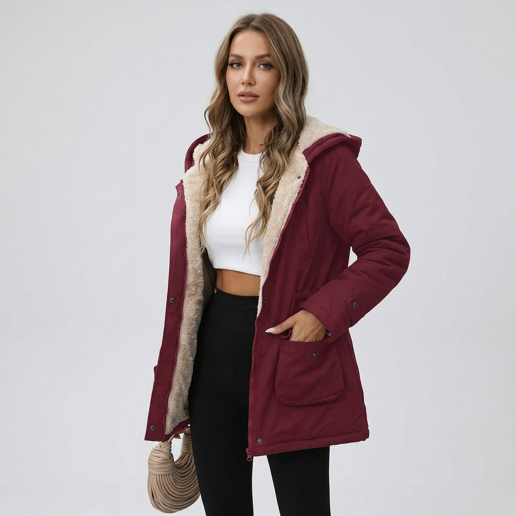 Nerella | Zwarte windjack voor dames – Warme, casual jas met ritssluiting