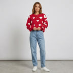 Brialyn | Damestrui met hartjesprint – Zachte gebreide pullover