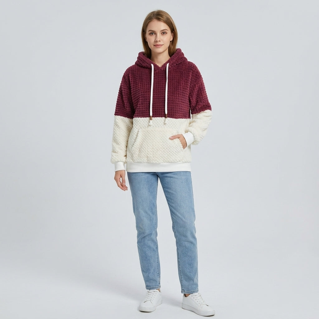Ismerie | Pluche dames-sweatshirt met capuchon – Zachte pullover met lange mouwen
