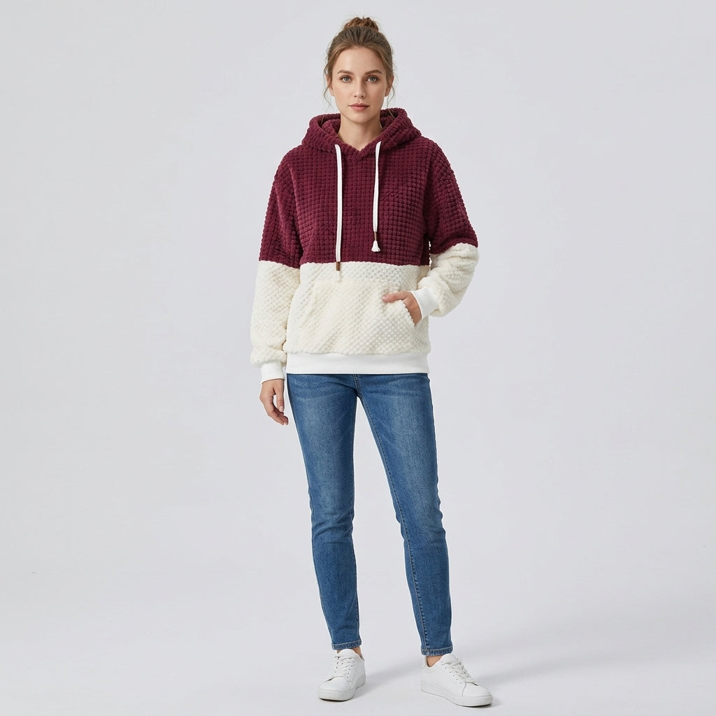 Ismerie | Pluche dames-sweatshirt met capuchon – Zachte pullover met lange mouwen