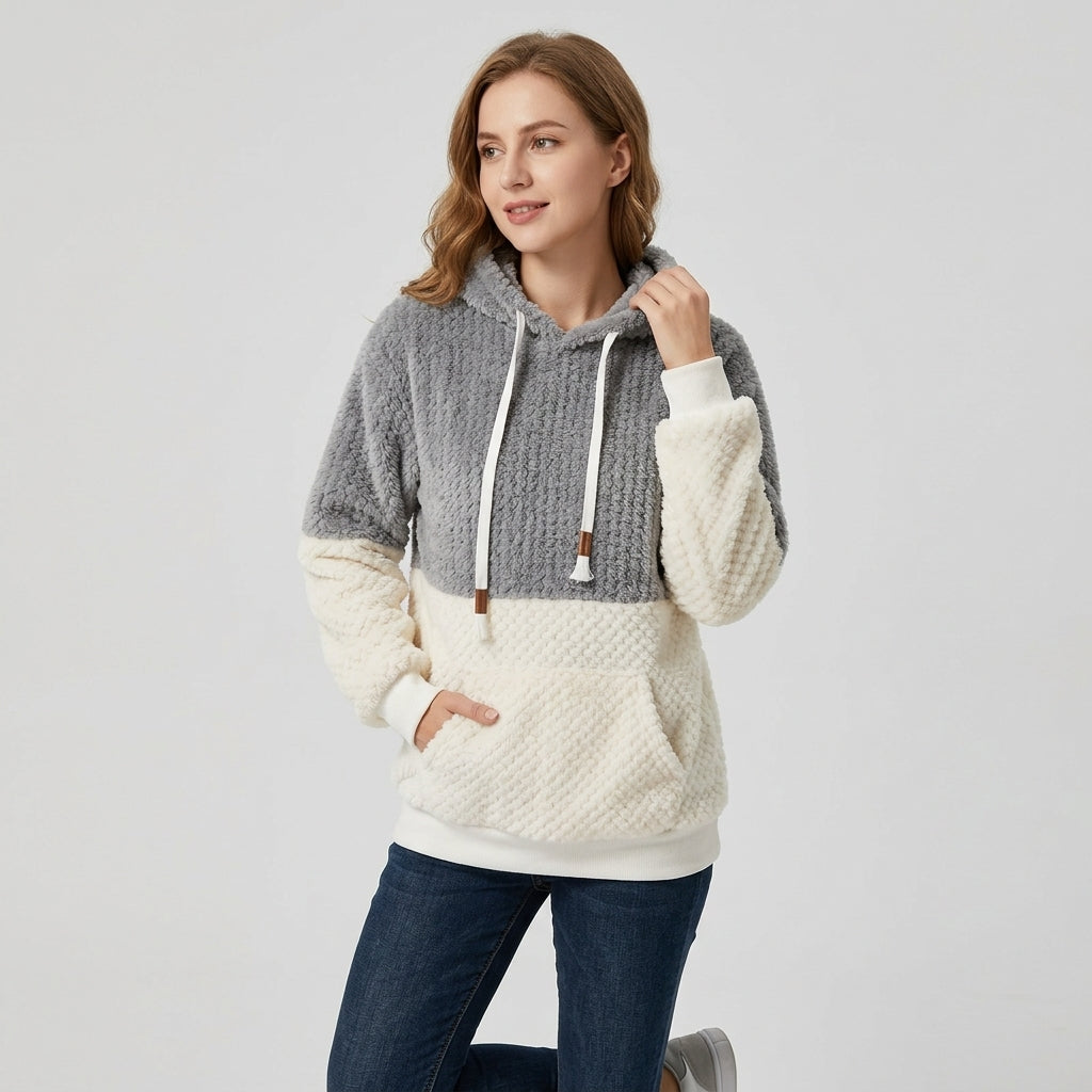 Ismerie | Pluche dames-sweatshirt met capuchon – Zachte pullover met lange mouwen