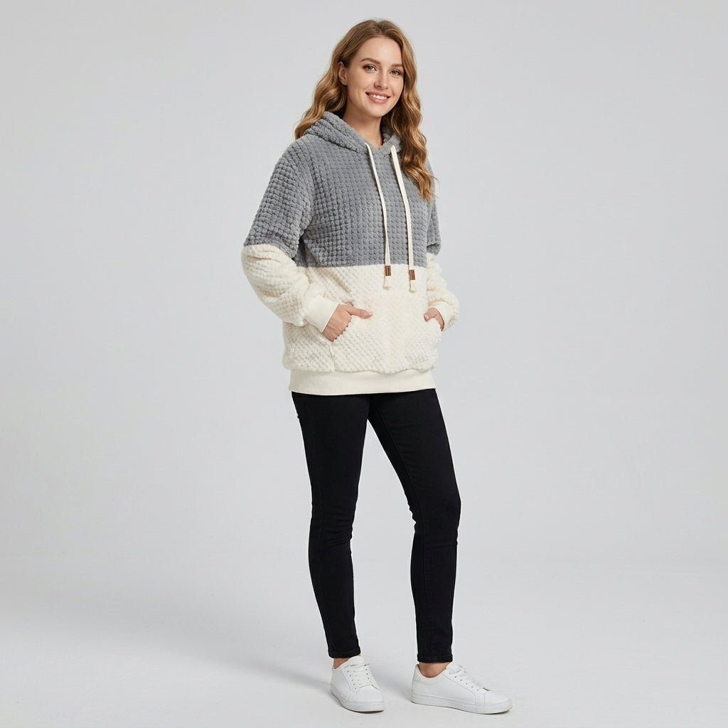 Ismerie | Pluche dames-sweatshirt met capuchon – Zachte pullover met lange mouwen