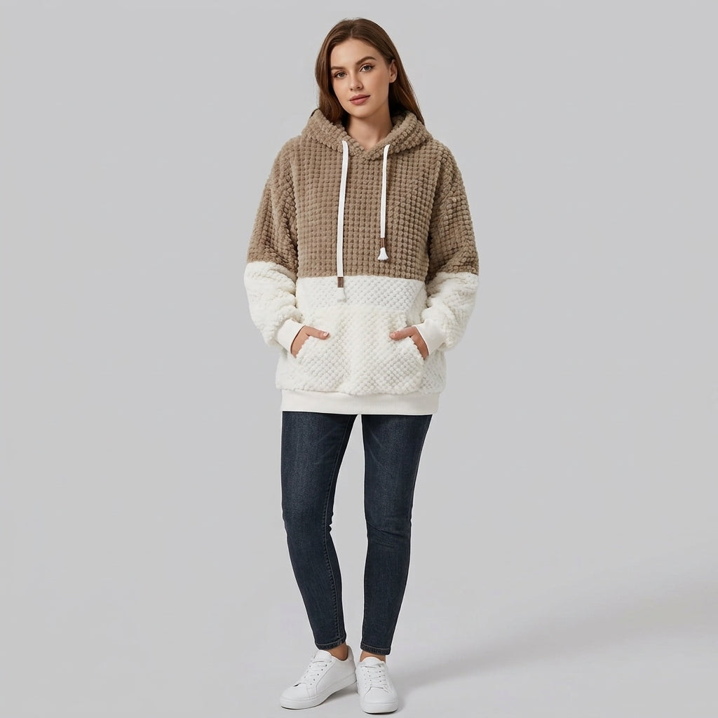 Ismerie | Pluche dames-sweatshirt met capuchon – Zachte pullover met lange mouwen
