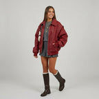 Nolana | Oversized Dames Leren Jas – Zacht Leer, Trendkleuren & Tijdloos Design