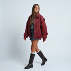 Nolana | Oversized Dames Leren Jas – Zacht Leer, Trendkleuren & Tijdloos Design