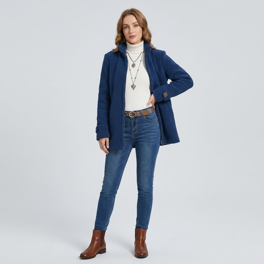 Neriah | Dames Fleecejas van Zachte Sherpa – Volledige Rits, Warm en Comfortabel