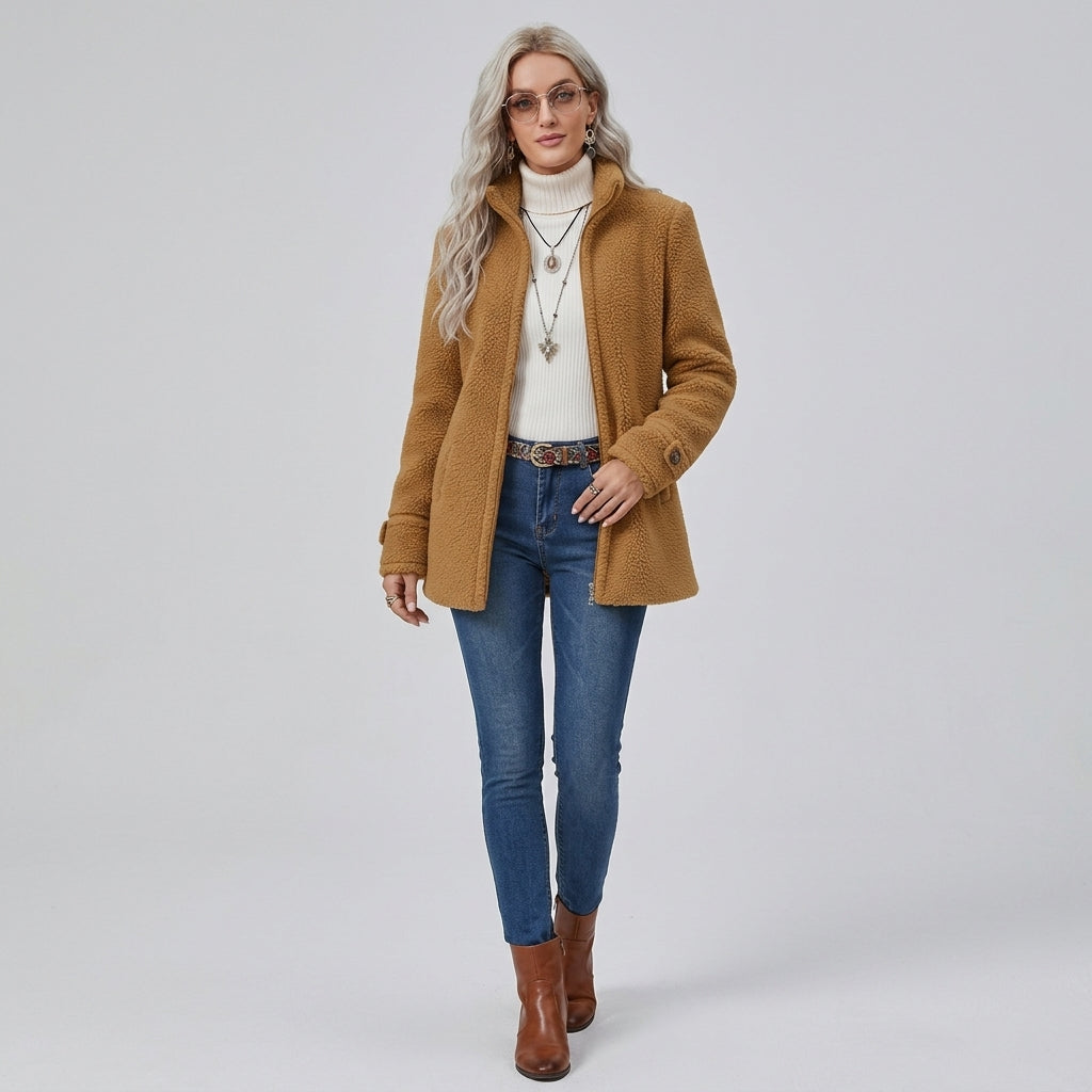 Neriah | Dames Fleecejas van Zachte Sherpa – Volledige Rits, Warm en Comfortabel