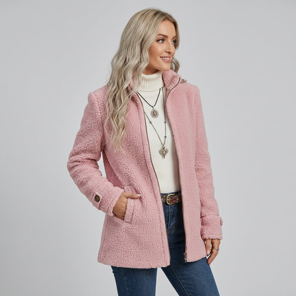 Neriah | Dames Fleecejas van Zachte Sherpa – Volledige Rits, Warm en Comfortabel