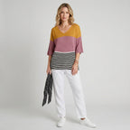 Jonquil | Dames Gebreide Trui met Abstracte Lijnprint – Casual Pullover met Artistiek Patroon