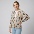 Elsinia | Dames Cardigan met Kattenprint – Gebreide Cardigan met Speelse Print