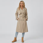 Ottilie | Lange trenchcoat voor dames – met dubbele knoopsluiting en gekerfde kraag