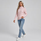 Azalyn | Damestrui met kabelpatroon en col, getailleerd model, lange mouwen