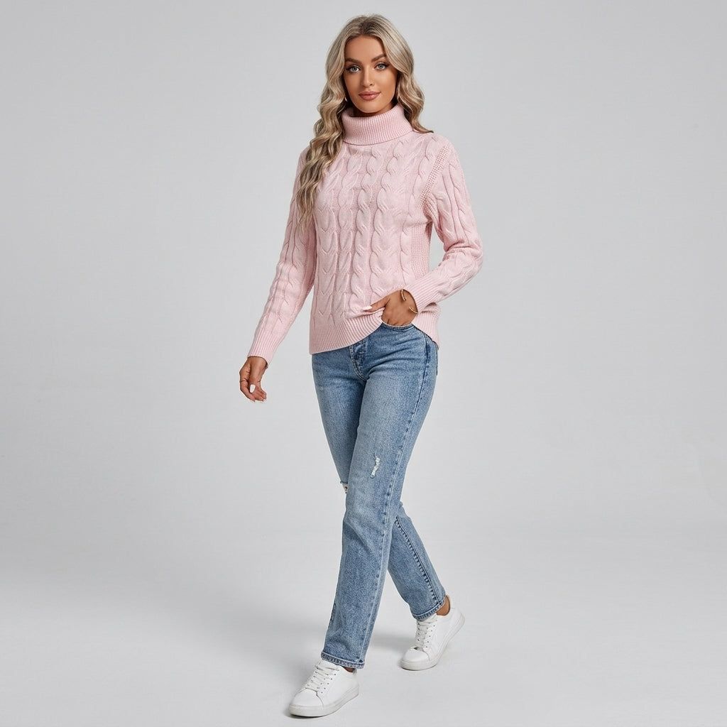 Azalyn | Damestrui met kabelpatroon en col, getailleerd model, lange mouwen