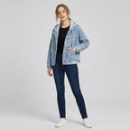 Aantje | Acid-wash spijkerjasje voor dames met capuchon en knoopsluiting aan de voorkant
