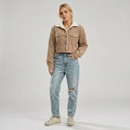 Arina | Dames Corduroy Jas met Fleece Kraag, Korte Pasvorm